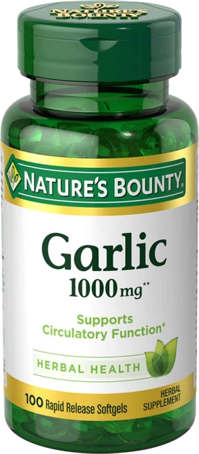 네이쳐스바운티 갈릭 1000mg 래피드 릴리즈 글루텐 프리 무설탕 소프트젤, 100정, 1개 - 쿠팡