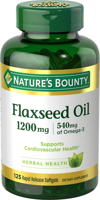네이쳐스바운티 플랙씨드 오일 1200mg 글루텐 프리 무설탕 소프트젤, 125개입, 1개, 125정 - 쿠팡
