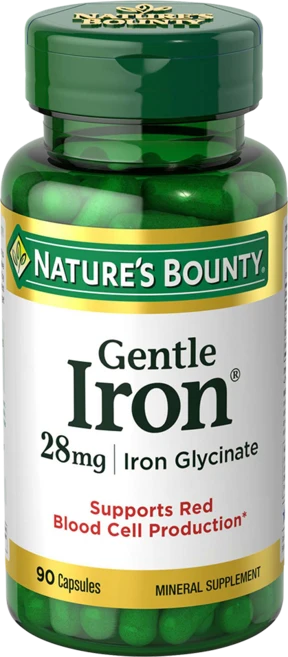 네이쳐스바운티 젠틀 아이언 글리시네이트 28mg 캡슐, 1개, 90정 - 쿠팡