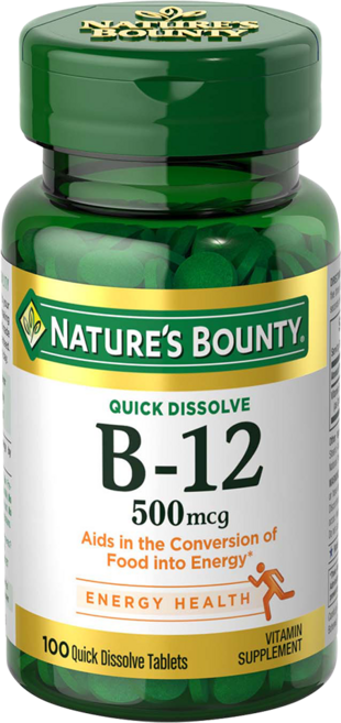 네이쳐스바운티 B-12 500mcg 퀵 디졸브 타블렛, 1개, 100개입, 100정