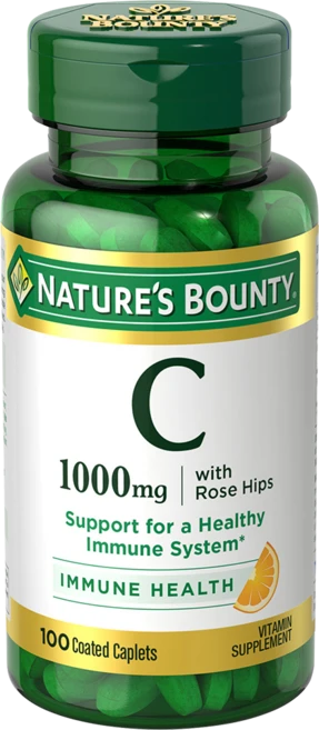 Nature's Bounty 비타민 C-1000mg 플러스 로즈 힙스 오렌지 캐플렛, 1개, 100정 - 쿠팡