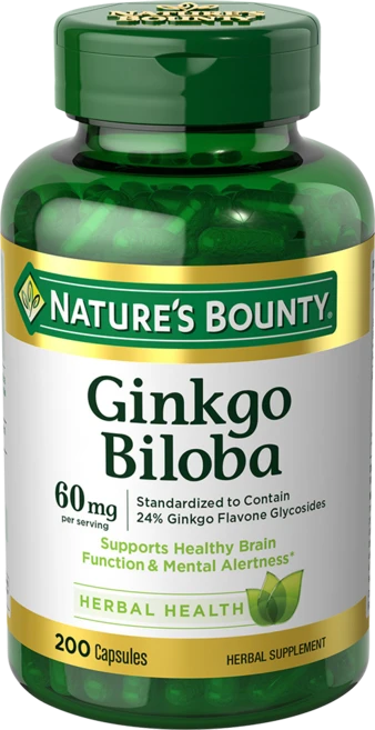 네이쳐스바운티 징코 빌로바 60mg 캡슐 무설탕 글루텐 프리, 1개, 200정 - 쿠팡