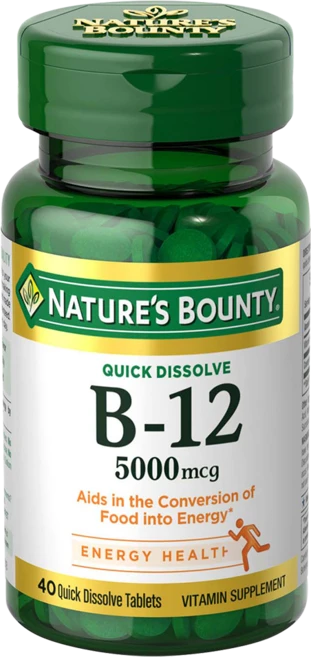 네이쳐스바운티 B-12 5000mcg 퀵 디졸브 타블렛, 1개, 40개입, 40정 - 쿠팡