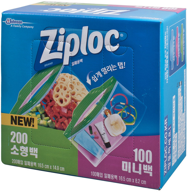 지퍼락 지퍼백 소형 200p + 미니 100p, 미니(XS), 1세트