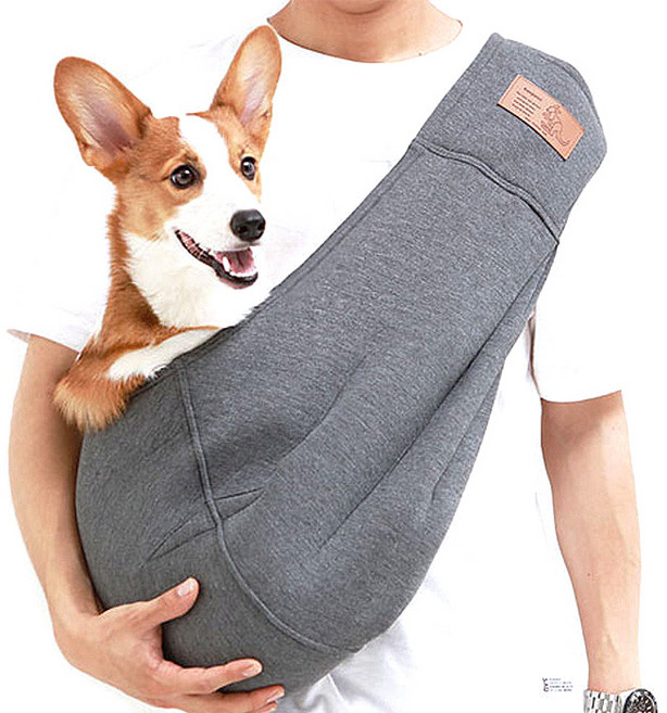 이츠독 캥거루 반려동물 슬링백, 그레이, 1개