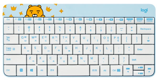 로지텍 카카오프렌즈 나노 무선 텐키리스 키보드, 라이언, K240