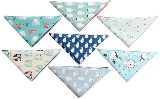 드레스하우스 유아동용 블루 패턴 양면 스카프빕 데일리 5p