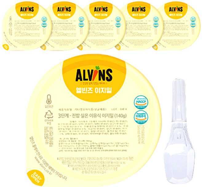 엘빈즈 이지밀 실온보관 이유식 3단계 진밥 골고루세트 6p, 6종, 1세트, 140g