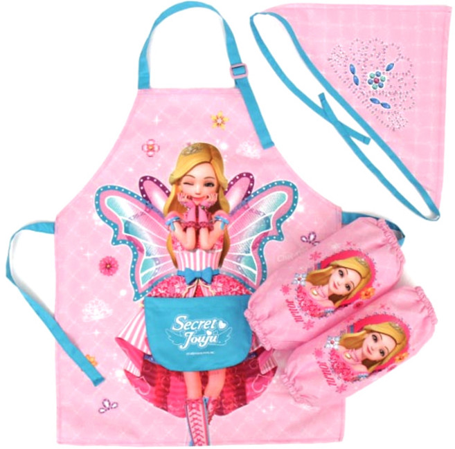시크릿쥬쥬 여아용 앞치마 + 두건 + 팔토시 세트 K0132