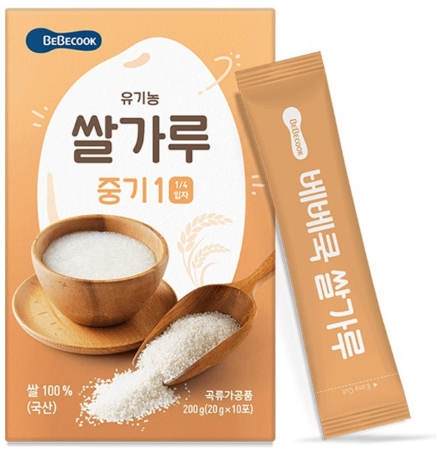 베베쿡 유기농 이유식 쌀가루 중기1, 200g, 1개