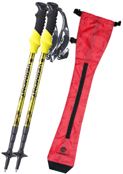 버먼트 페이즐리 4단 등산스틱 2p + 시코 스틱 파우치, 스틱(옐로우), 파우치(레드), 1개