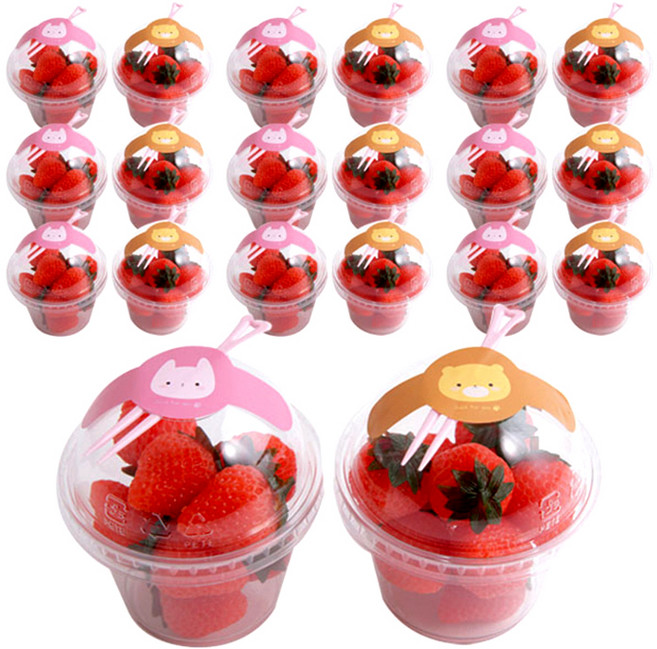 다용도 디저트컵 9oz 9.2 x 6.5 cm + 스티커 + 포크 세트, 20개, 1세트