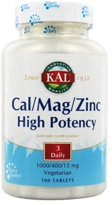 Kal 칼슘 1000mg 마그네슘 400mg 아연 15mg 하이 포텐시 베지테리안 타블렛, 1개, 100정 - 쿠팡