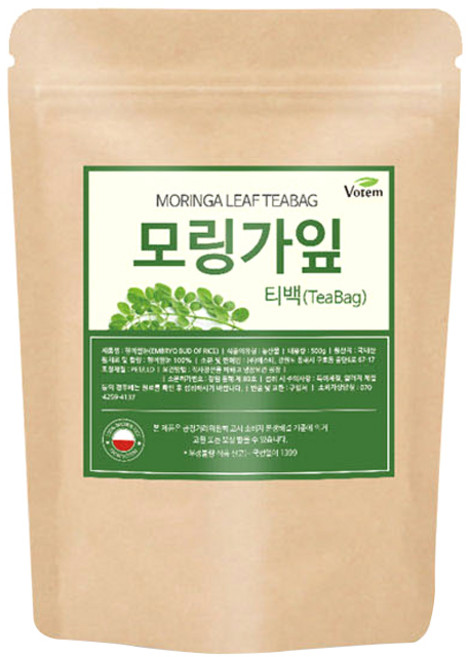 VOTEM 모링가잎 삼각 티백차, 1g, 100개입, 1개