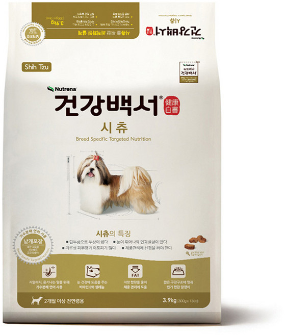 뉴트리나건강백서 강아지 기능성 사료, 시츄, 3.9kg, 1개