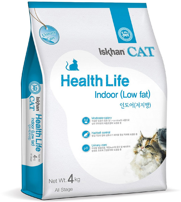 이즈칸 캣 헬스라이프 저지방 기능성 사료, 인도어, 4kg, 1개