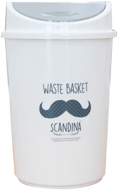 샤바스 스칸디나 라운드 원형 휴지통 중형 수염, 화이트