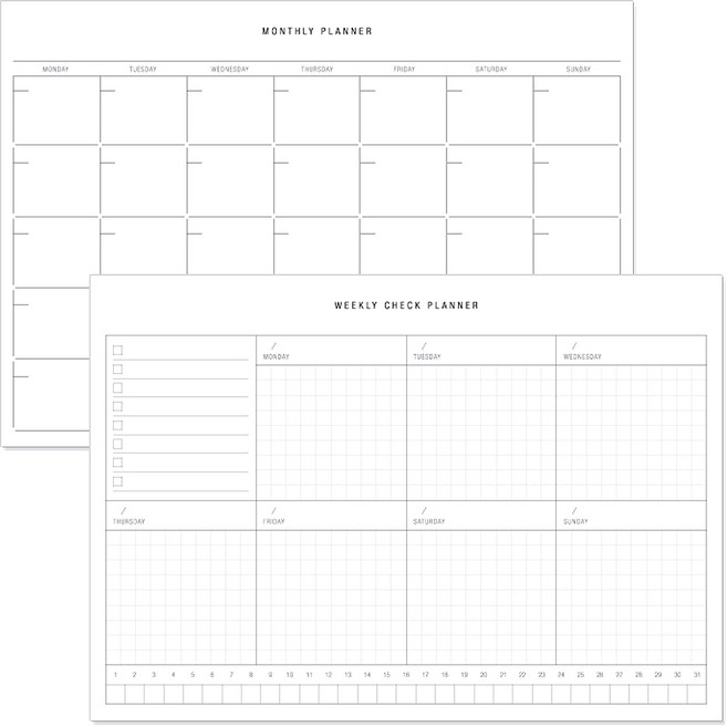 데얼스 A5 스케줄러 2종세트, 먼슬리 + 위클리체크, 1세트
