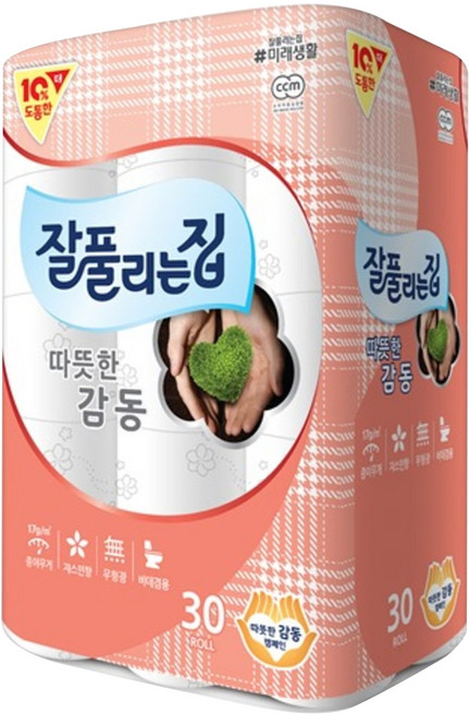 잘풀리는집 따뜻한감동 3겹 데코 고급롤화장지, 25m, 30개입, 1개