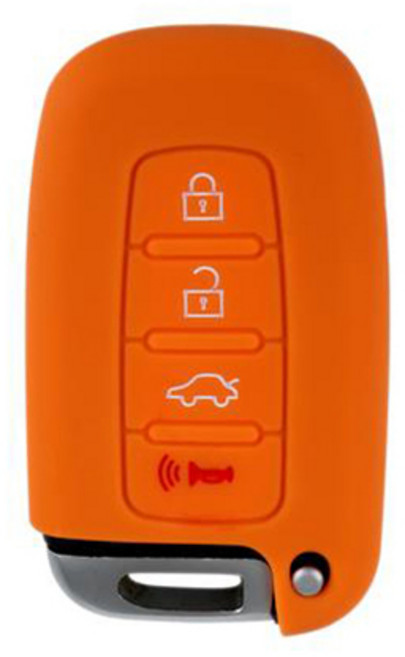 바이어블 현대 기아 4버튼 스마트 키홀더 실리콘 케이스, 오렌지, VA-S18