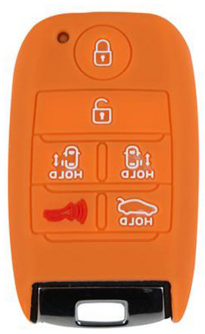 바이어블 기아 6버튼 올 뉴카니발 실리콘 스마트키 케이스 키홀더, 오렌지, VA-S03