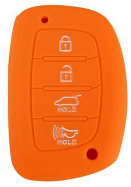 바이어블 현대 4버튼 스마트키 실리콘 케이스 키홀더, 오렌지, VA-S11