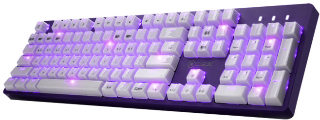 COX 카일 광축 LED 교체축 키보드, CK900 S2, 바이올렛 바디 + 화이트 크리스탈 키캡