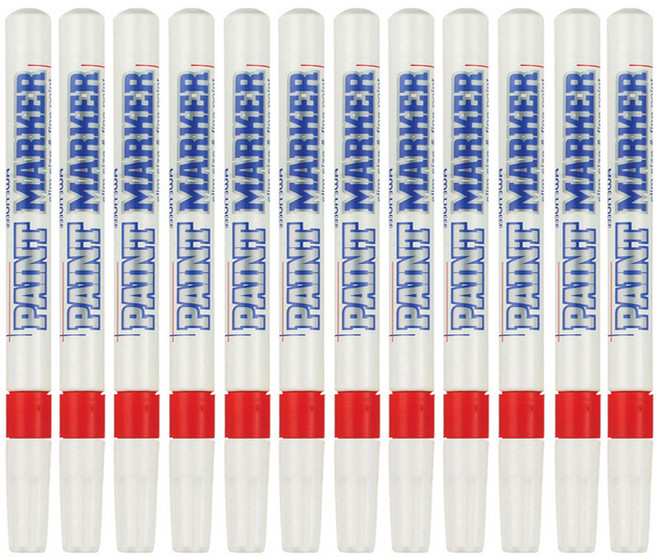 문화연필 세필 페인트마카 레드, 1색, 12개