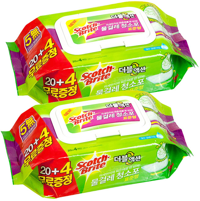 스카치브라이트 물걸레 청소포 더블액션 표준형 20 + 4매, 2개