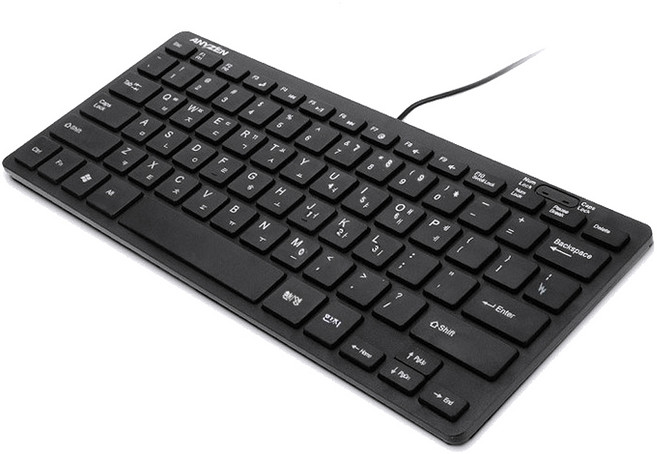 애니젠 USB 미니슬림 유선 텐키리스 키보드 + 키스킨, 블랙, K200