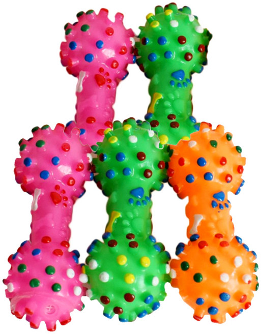 저스틴앤클로이 PET 삑삑이 뼈다귀 아령 장난감, 랜덤발송, 5개