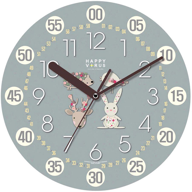 HAPPYVIRUS 어린이 교육용 벽시계, 2183꽃을사랑한동물