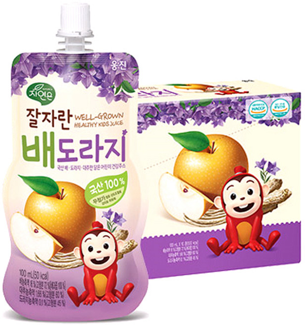 자연은 잘자란 어린이 배도라지 주스 100ml, 배+도라지+대추 혼합맛, 10개
