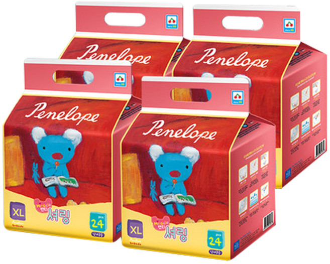 페넬로페 미라클 팬티형 셔링 기저귀 남여공용 XL, 특대형(XL), 96매