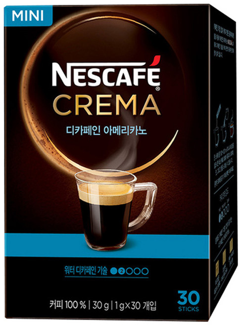 네스카페 크레마 디카페인 아메리카노 미니, 1g, 30개, 30개입