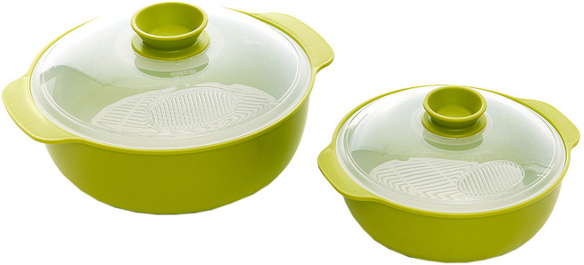 스마트 전자렌지 찜기 대형 + 소형 세트, 그린, 1세트