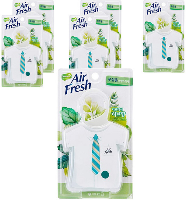 홈즈 에어후레쉬 옷장용 탈취제 리프레쉬 허브향 본품, 32g, 6개