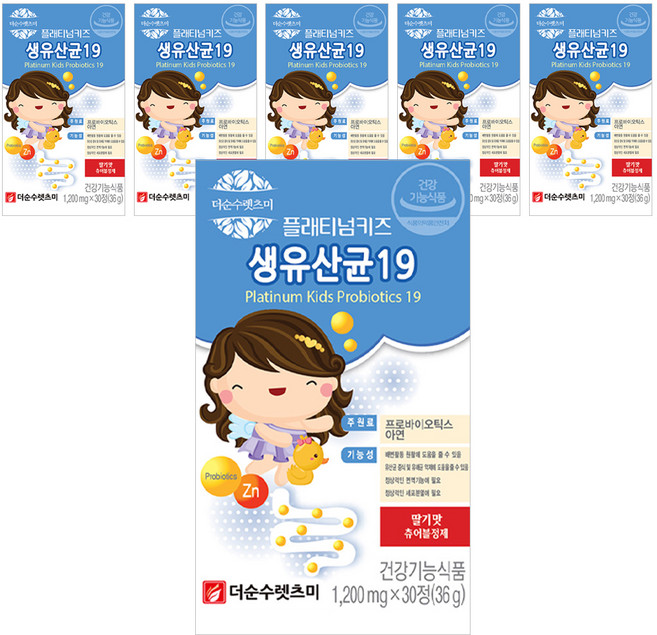더순수렛츠미 플래티넘키즈 생유산균19, 6개, 30정