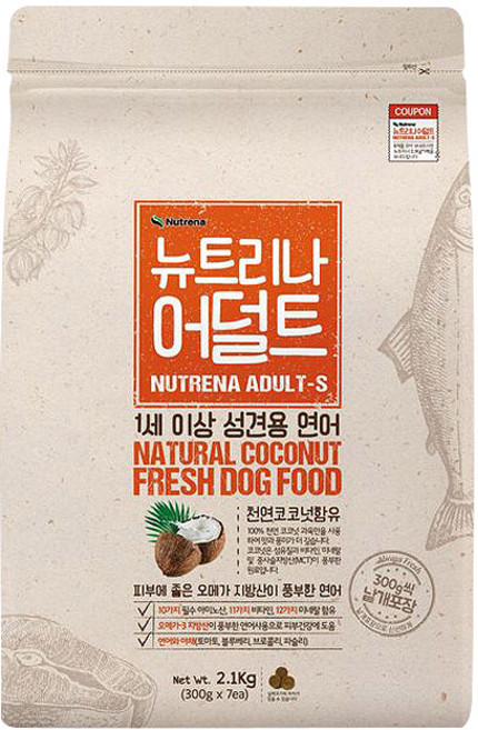 뉴트리나 어덜트 1세 이상 성견용 연어 애견사료, 2.1kg, 1포, 곡물