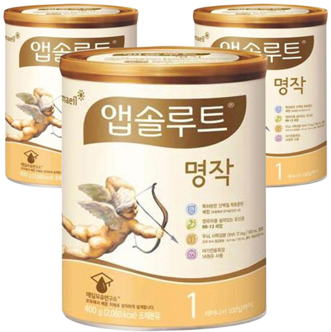 앱솔루트 명작 분유 1단계, 400g, 3개