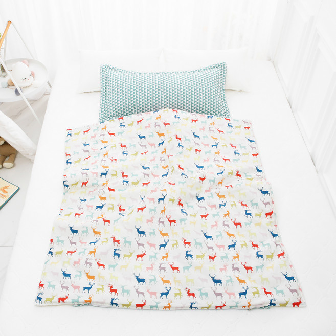 코니아일랜드 사계절용 어린이집 낮잠이불세트 일체형, 블루패드