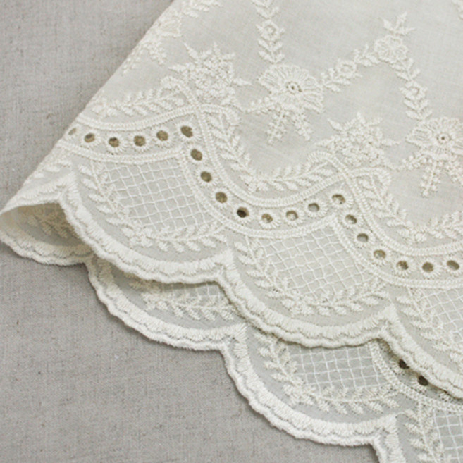 코하스아이디 들꽃 웨이브 면자수레이스 20 x 180 cm, 내추럴, 1개