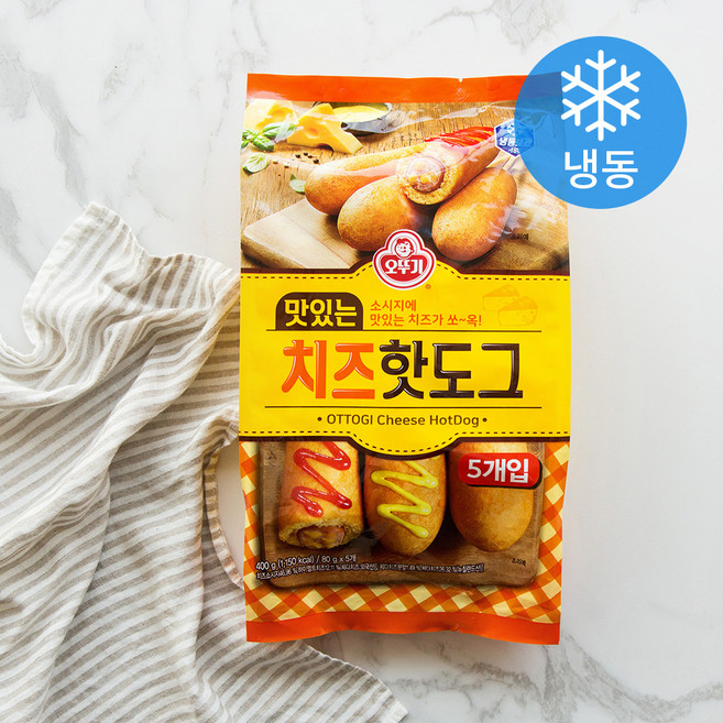 오뚜기 맛있는 치즈 핫도그 (냉동), 80g, 5개입, 1개