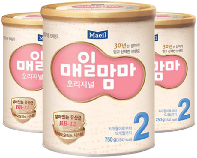 매일유업 매일맘마 오리지널 분유 2단계, 750g, 3개