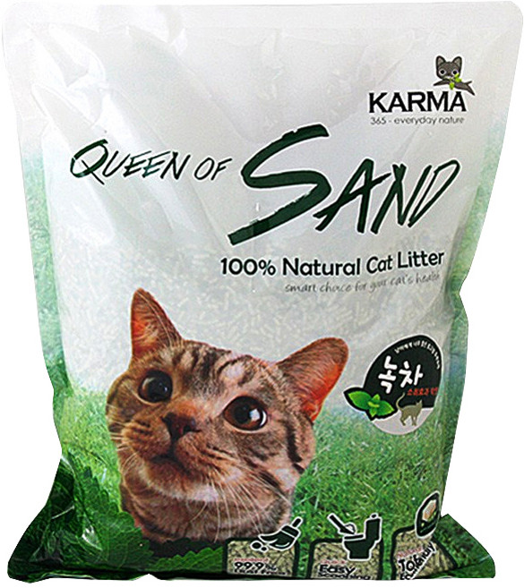 카르마 퀸오브샌드 응고형 고양이 두부 모래, 7L, 1개, 녹차