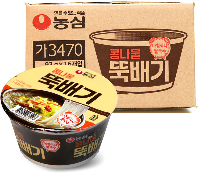 농심 콩나물뚝배기 컵라면 98g, 16개