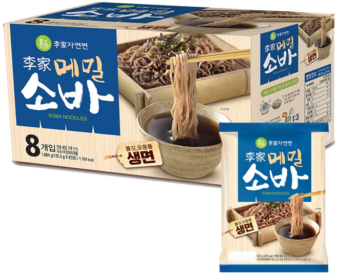 이가자연면 메밀소바, 135.5g, 8개