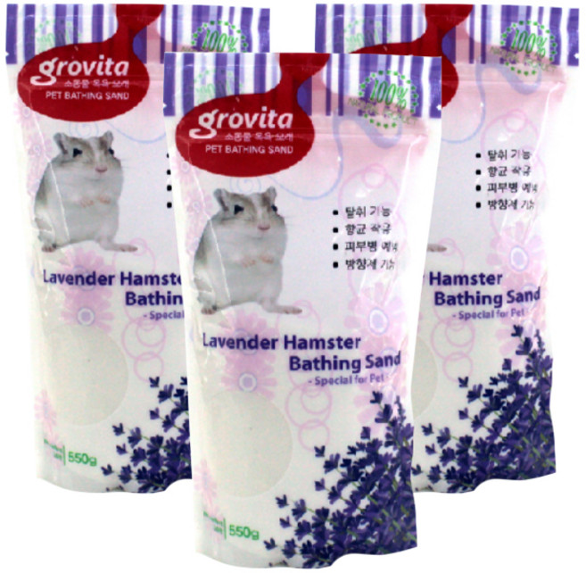 그로비타 햄스터 목욕모래 라벤더향, 550g, 3개