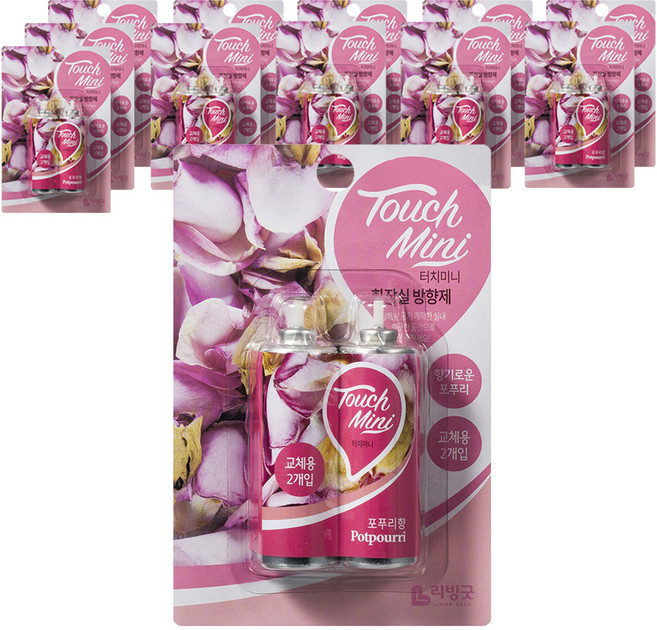 리빙굿 터치미니 화장실 방향제 리필 향기로운 포푸리, 13ml, 12개, 포프리향