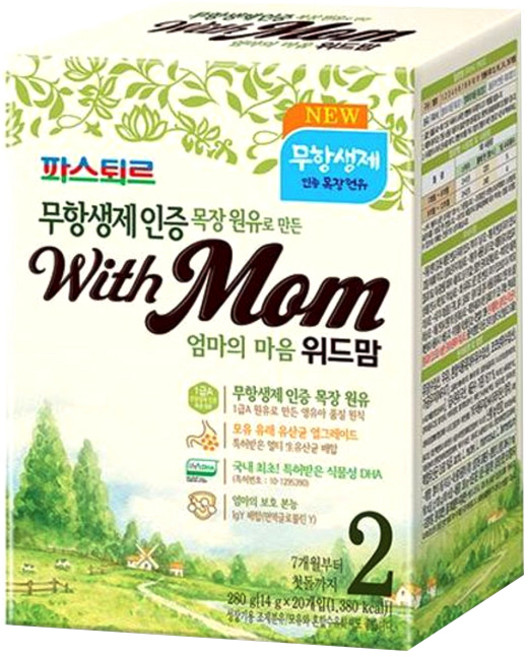 파스퇴르 위드맘 무항생제 스틱분유 2단계, 20개입, 1개